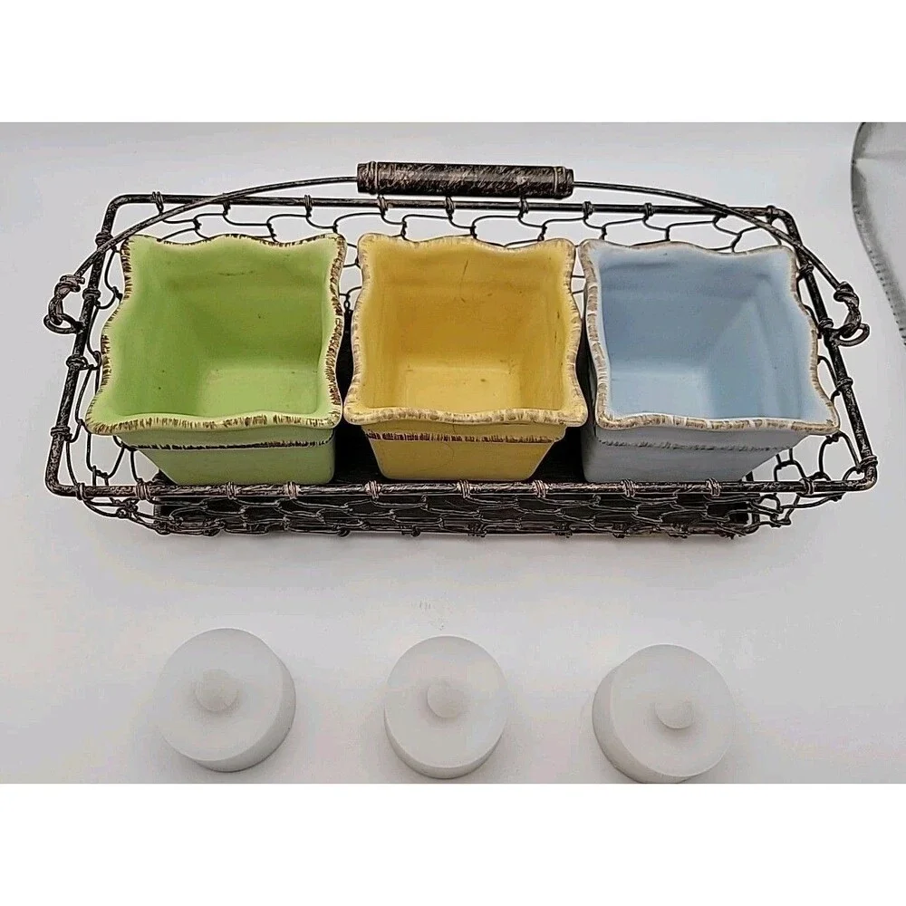 Partylite Vtg Votive Holder Set ~ Pastel Ceramics For Candles Or Use As Planters - Picture 3 of 11